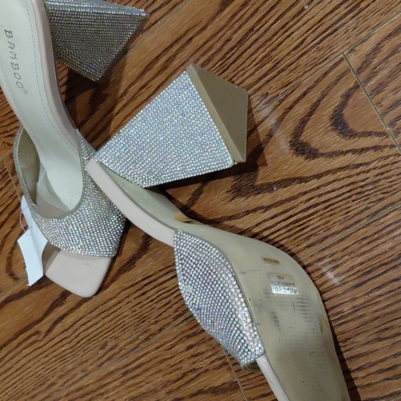 Bamboo Silver and Tan Women's Heels - Picture 3 of 9